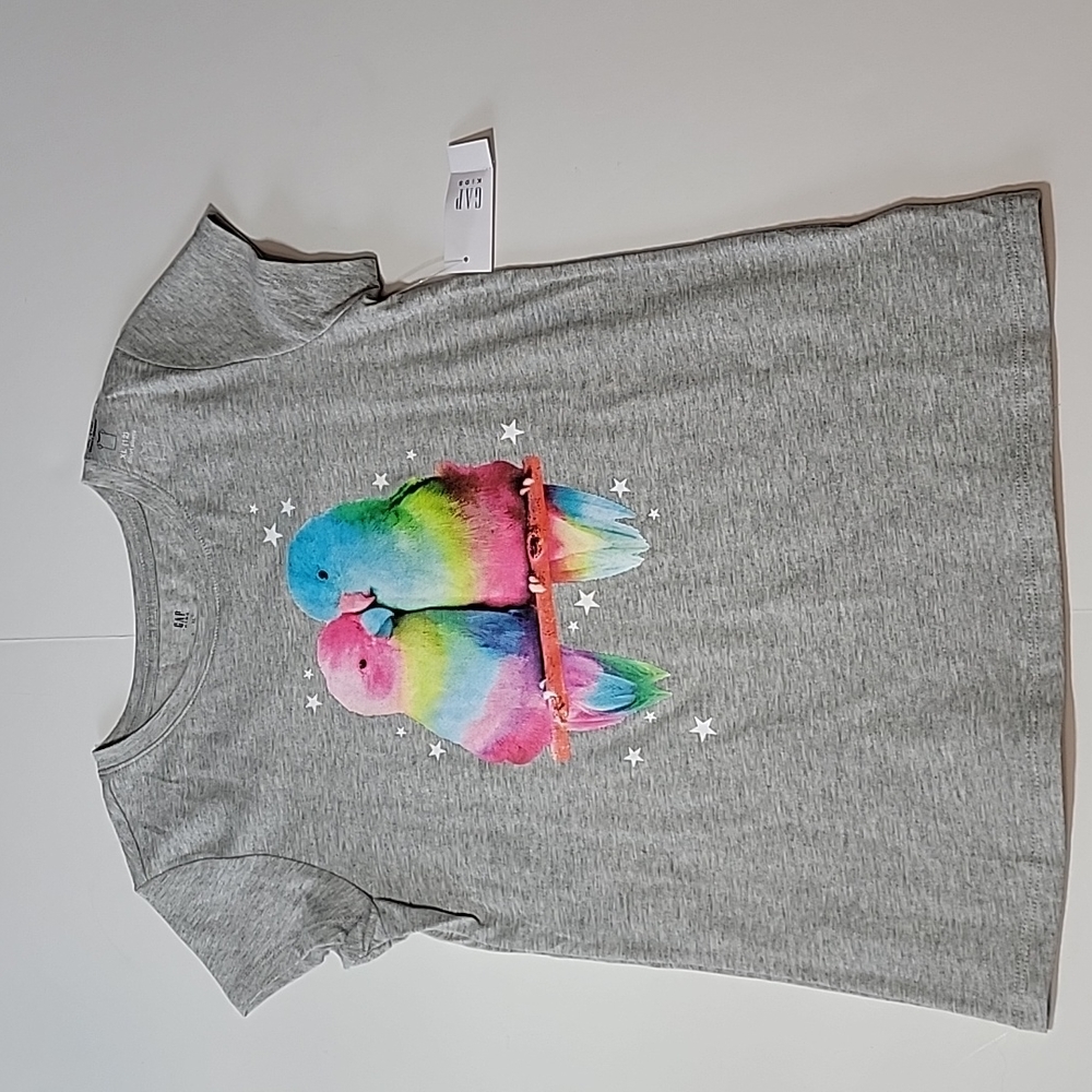 Gap Kids Love Birds Short Sleeve Gray T-Shirt. Size XL